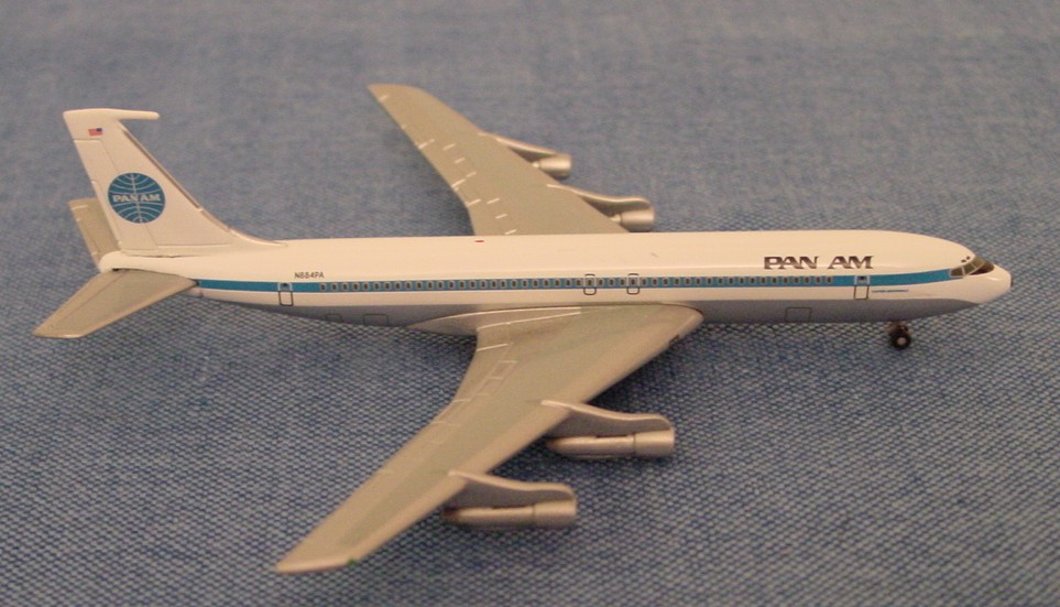 Pan Am Boeing 707 tail number N884PA Clipper Nightingale produced by Gemini Jets in 1:400 scale.